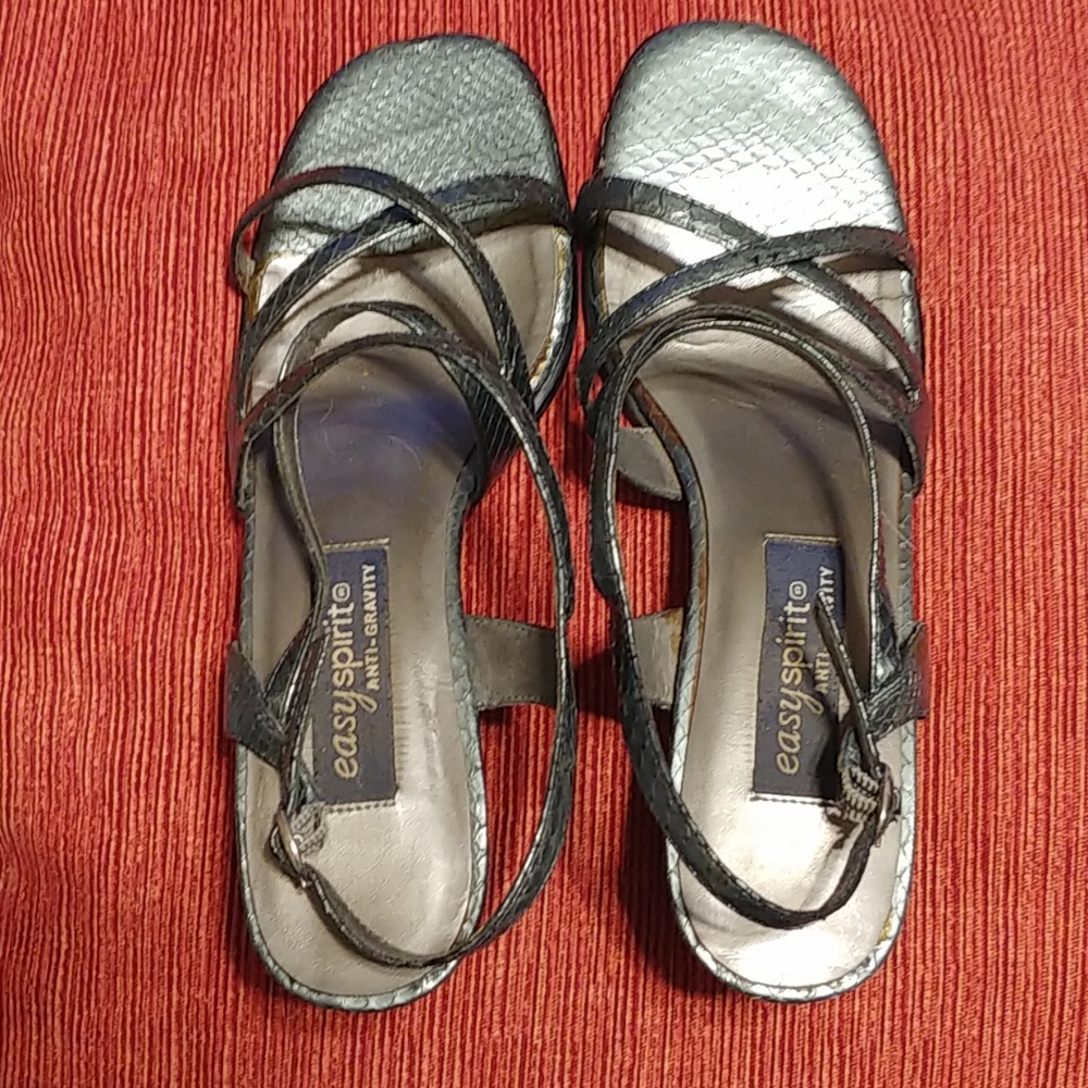Easy Spirit silver leather heels